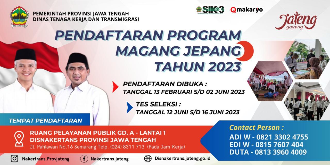 PENDAFTARAN PROGRAM MAGANG JEPANG TAHUN 2023 - DINPERINAKER Kota ...